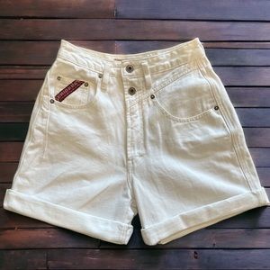 Vintage Unionbay 90s White High Waist A-Line Denim Shorts Junior's Size 5